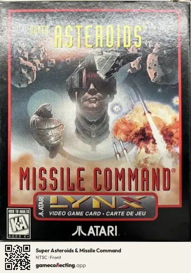 Super Asteroids & Missile Command Atari Lynx, NTSC box front
