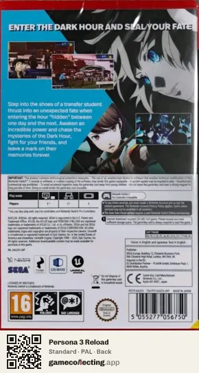 Persona 3 Reload Nintendo Switch 2, PAL box back