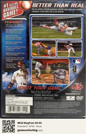 MLB SlugFest 20-04 PlayStation 2, NTSC box back