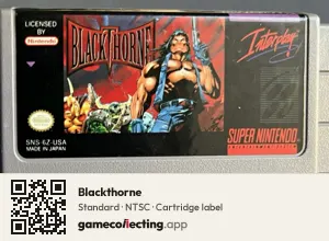 Blackthorne Super Nintendo Entertainment System, NTSC cartridge label