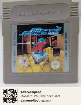 Altered Space Game Boy, PAL cartridge label