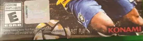 Pro Evolution Soccer 2016, the ESRB box on its front