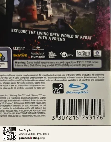 Far Cry 4 PlayStation 3, PAL box back
