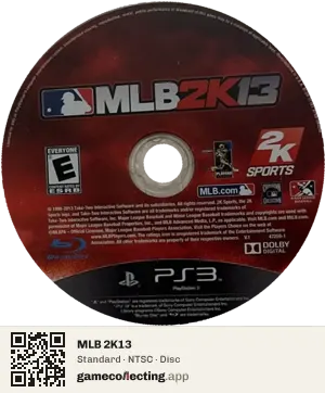 MLB 2K13 PlayStation 3, NTSC disc