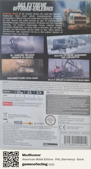MudRunner Nintendo Switch, Germany box back