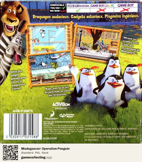 Madagascar: Operation Penguin Game Boy Advance, PAL box back