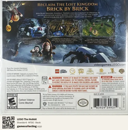 LEGO The Hobbit Nintendo 3DS, NTSC box back