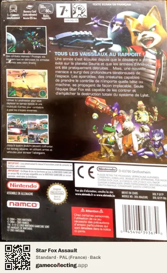 Star Fox Assault Nintendo GameCube, France box back