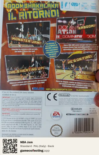 NBA Jam Nintendo Wii, Italy box back