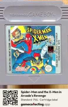 Spider-Man and the X-Men in Arcade's Revenge Game Boy, PAL cartridge label