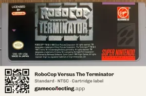 RoboCop Versus The Terminator Super Nintendo Entertainment System, NTSC cartridge label