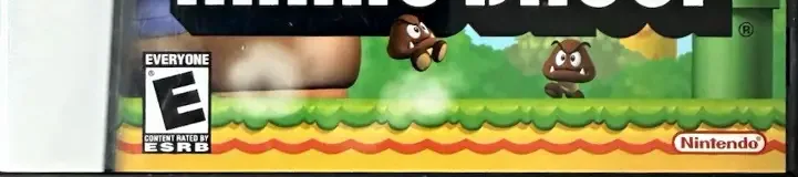 New Super Mario Bros., the ESRB box on its front