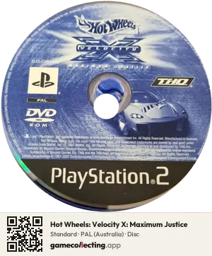Hot Wheels: Velocity X: Maximum Justice PlayStation 2, PAL disc