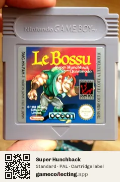 Super Hunchback Game Boy, PAL cartridge label