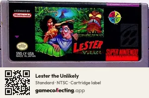 Lester the Unlikely Super Nintendo Entertainment System, NTSC cartridge label