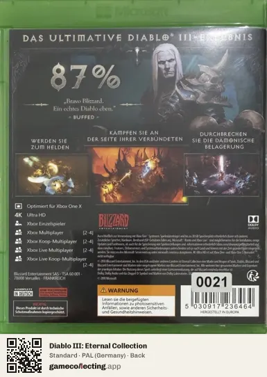 Diablo III: Eternal Collection Xbox One, Germany box back