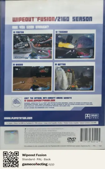 Wipeout Fusion PlayStation 2, PAL box back