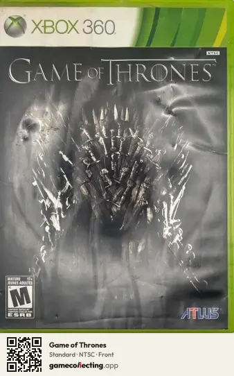 Game of Thrones Xbox 360, NTSC box front