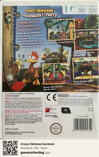 Crazy Chicken Carnival Nintendo Wii, PAL box back