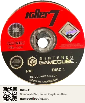 Killer7 Nintendo GameCube, PAL disc