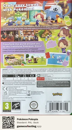 Pokémon Pokopia Nintendo Switch 2, PAL box back