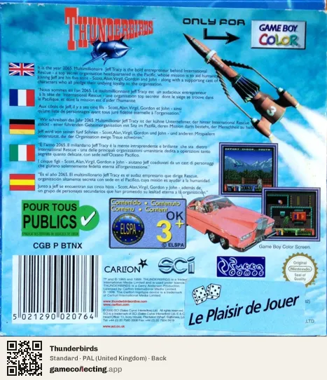Thunderbirds Game Boy Color, United Kingdom box back