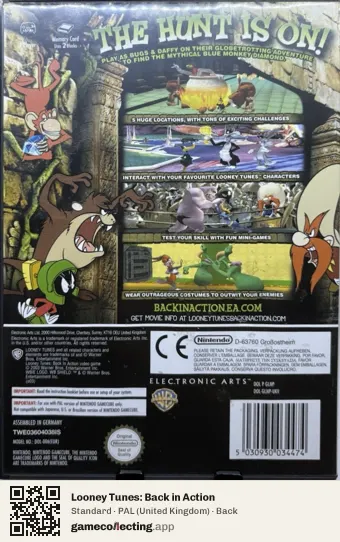 Looney Tunes: Back in Action Nintendo GameCube, United Kingdom box back