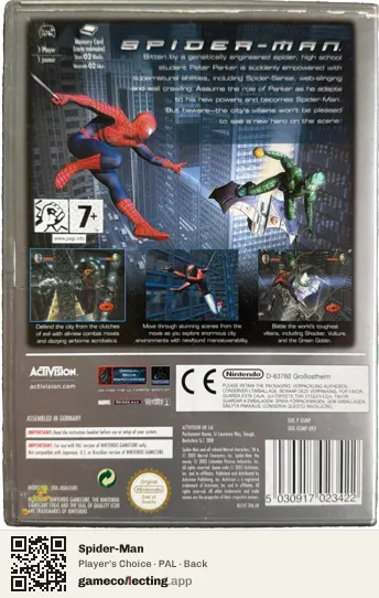 Spider-Man Nintendo GameCube, PAL box back