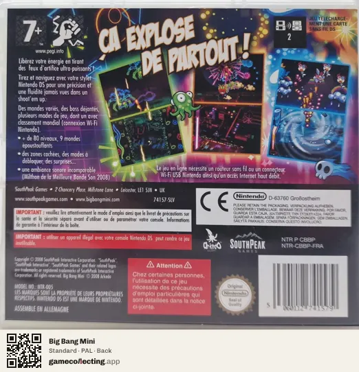 Big Bang Mini Nintendo DS, PAL box back