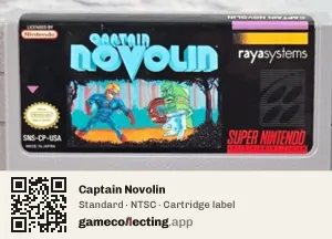 Captain Novolin Super Nintendo Entertainment System, NTSC cartridge label