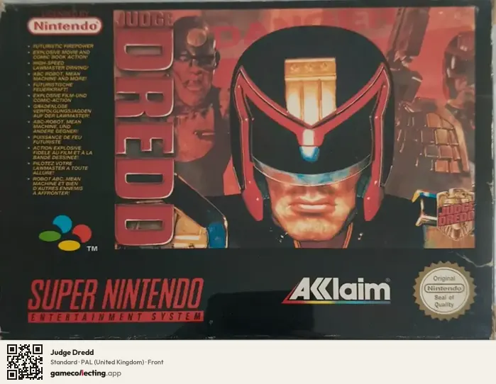 Judge Dredd Super Nintendo Entertainment System, United Kingdom box front