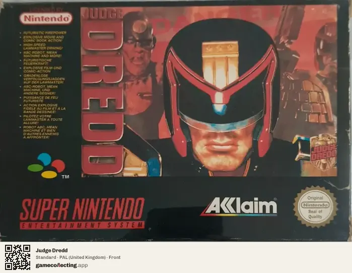 Judge Dredd Super Nintendo Entertainment System, United Kingdom box front