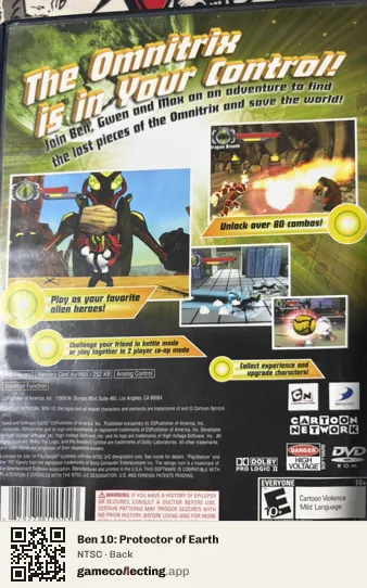 Ben 10: Protector of Earth PlayStation 2, NTSC box back