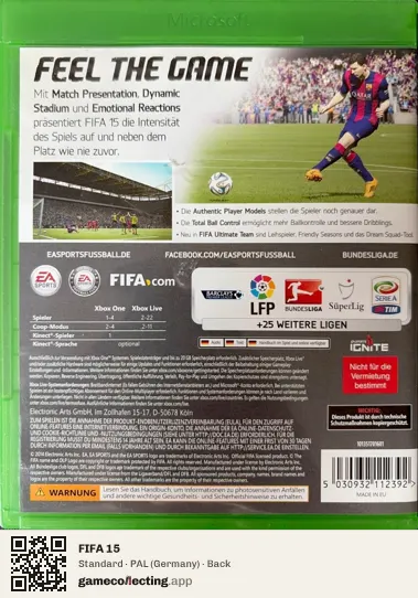 FIFA 15 Xbox One, Germany box back