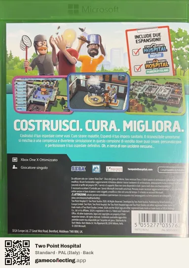 Two Point Hospital Xbox One, Italy box back