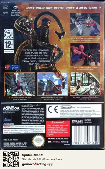 Spider-Man 2 Nintendo GameCube, France box back