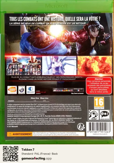 Tekken 7 Xbox One, France box back