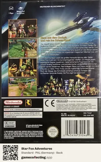 Star Fox Adventures Nintendo GameCube, Germany box back