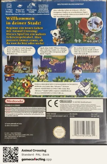 Animal Crossing Nintendo GameCube, PAL box back
