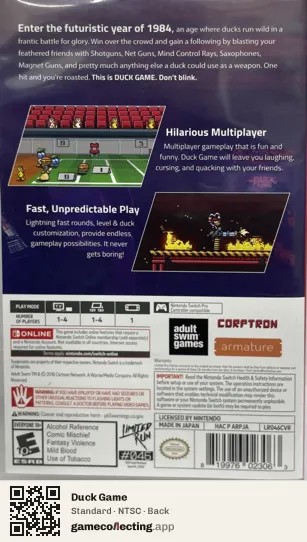 Duck Game Nintendo Switch, NTSC box back
