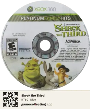 Shrek the Third Xbox 360, NTSC disc