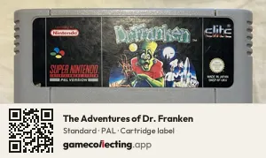 The Adventures of Dr. Franken Super Nintendo Entertainment System, PAL cartridge label