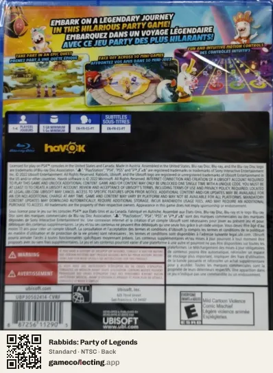 Rabbids: Party of Legends PlayStation 4, NTSC box back