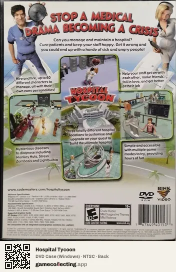 Hospital Tycoon Computer, NTSC box back