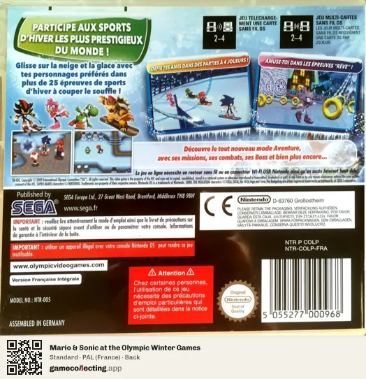 Mario & Sonic at the Olympic Winter Games Nintendo DS, France box back