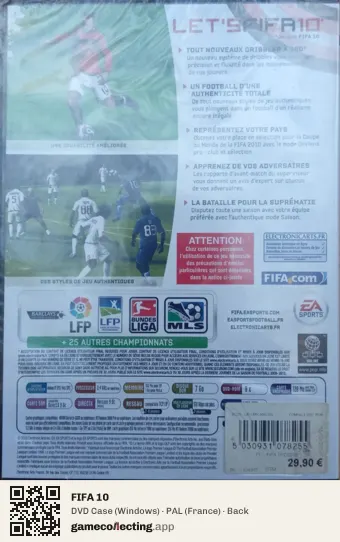 FIFA 10 Computer, France box back