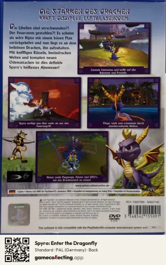 Spyro: Enter the Dragonfly PlayStation 2, Germany box back