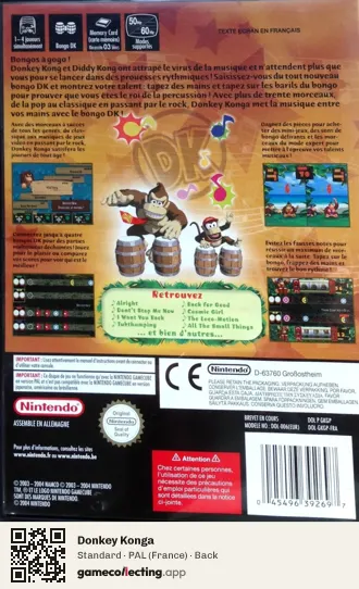 Donkey Konga Nintendo GameCube, France box back