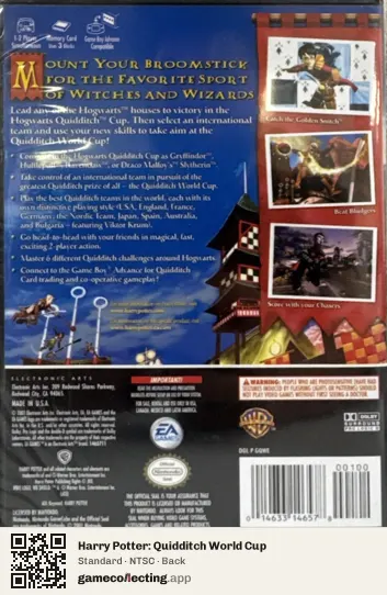 Harry Potter: Quidditch World Cup Nintendo GameCube, NTSC box back