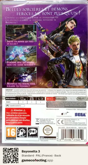 Bayonetta 3 Nintendo Switch, France box back